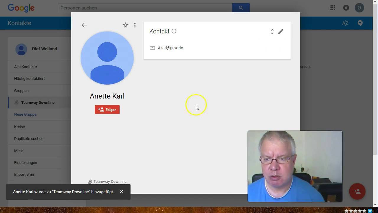 New Emailverteiler in Gmail mit Gruppen im Kontaktmanager