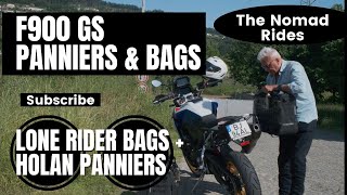 F900GS Racks and Bags. BMW F900 GS Accessories. Holan panniers Lone Rider Bags. Adventure ready.