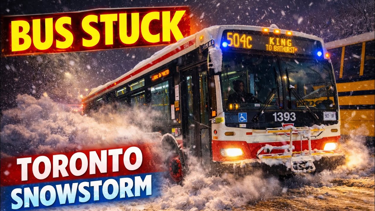 TTC Bus Stuck on Icy Hill During Toronto Snowstorm - YouTube