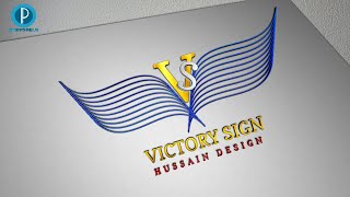 شعار علامة النصر مع Pixellab Design/HUSSAIN DESIGN