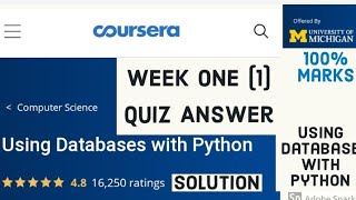 Coursera : Using Database with python week 1 quiz answer | week 1 quiz answer  database with python