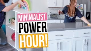 POWER HOUR CLEAN WITH ME! Minimalist Living Room & Kitchen