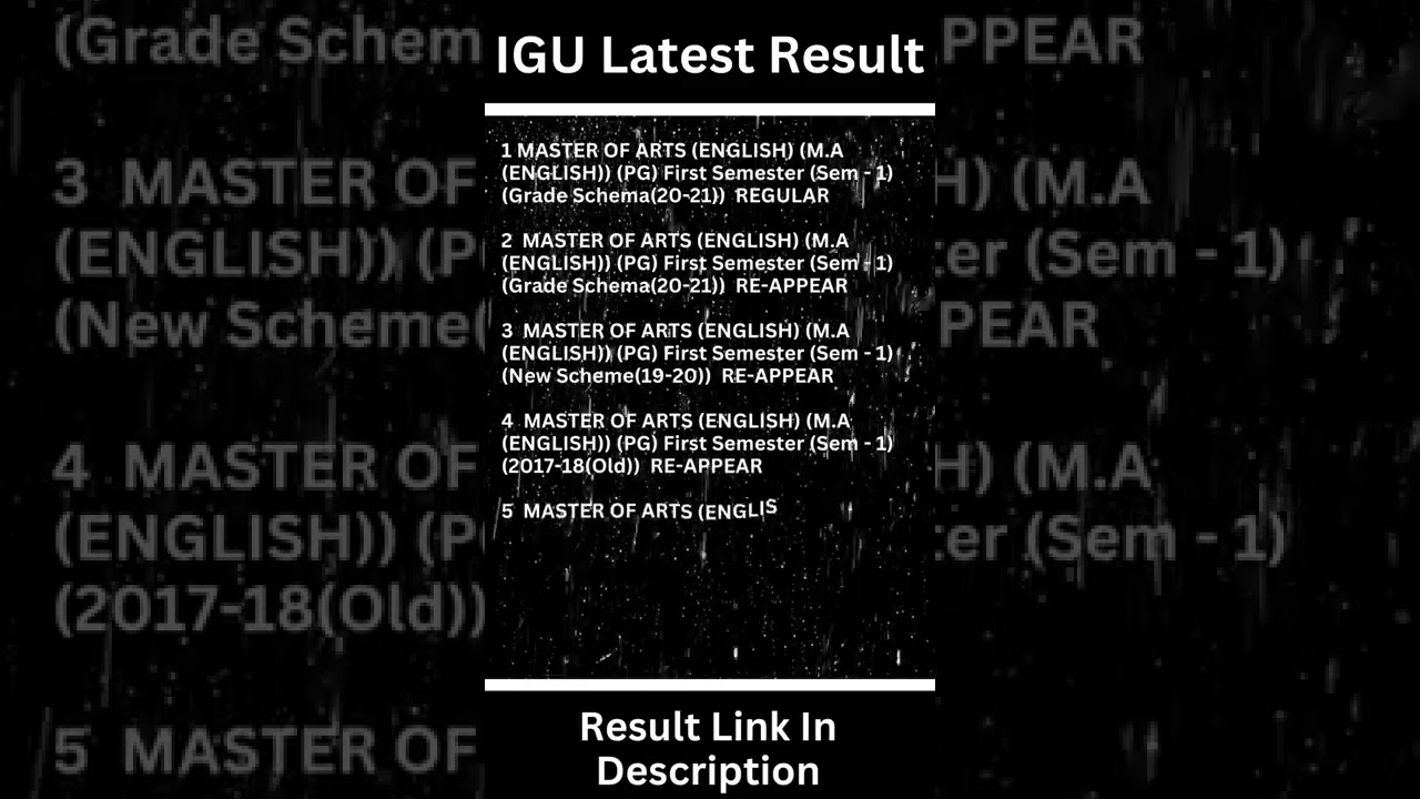 IGU New Results | IGU UG/ PG Results | IGU MA Results 2022 |