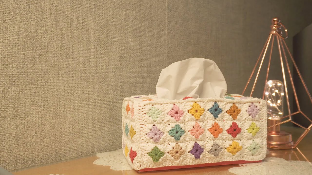 [코바늘] 미니 스퀘어 모티브 티슈케이스 l mini motif tissue case