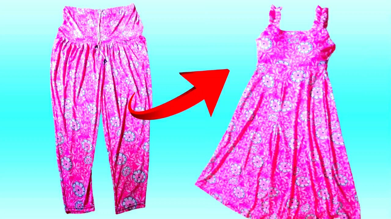 DIY| Convert Old elastic Patiala Salwar pant into New trendy Shoulder Strap Dress| Pleated dress