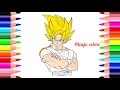 Drawing and painting Goku,   Dragon Ball Superرسم و تلوين كوكو  دراغون بول