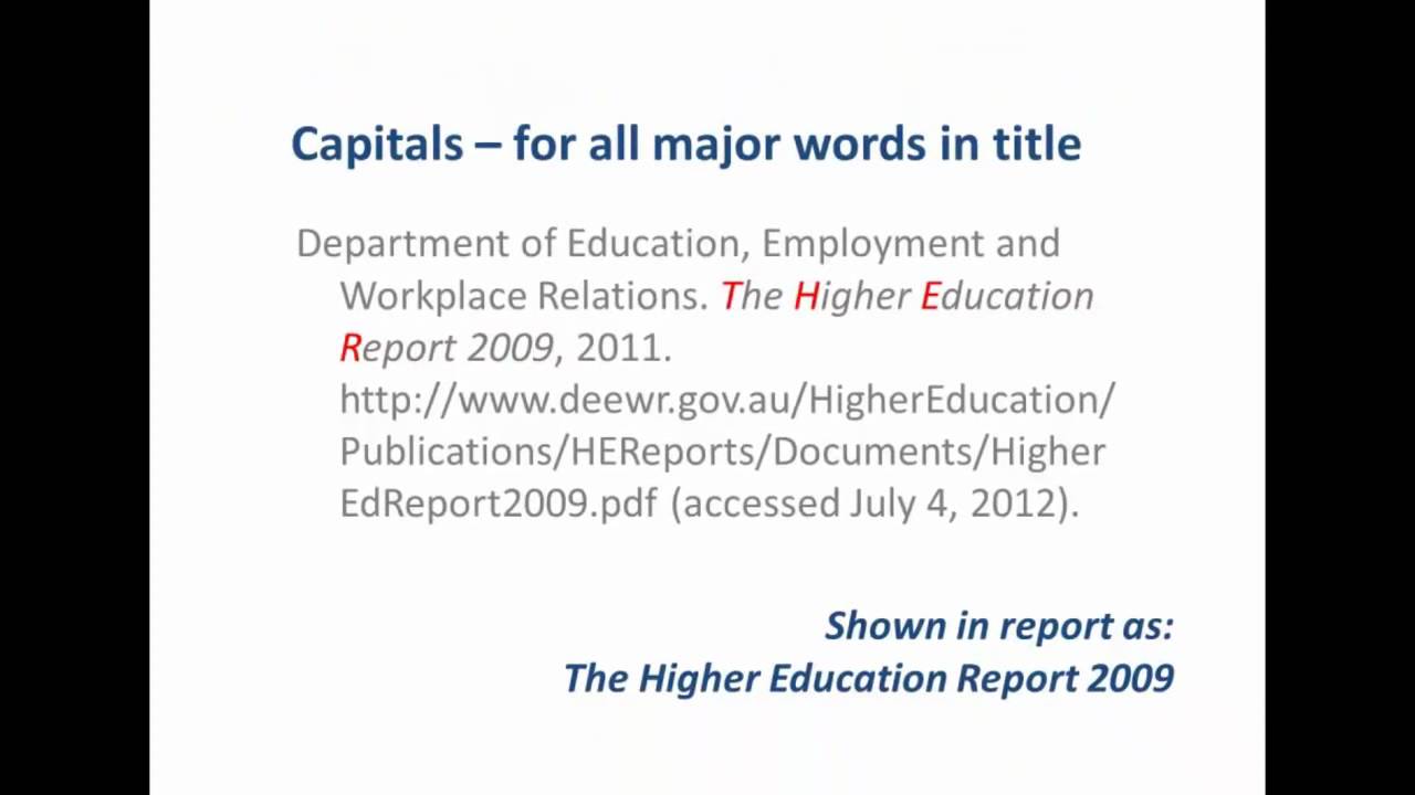 CHICAGO style Referencing an ONLINE REPORT YouTube