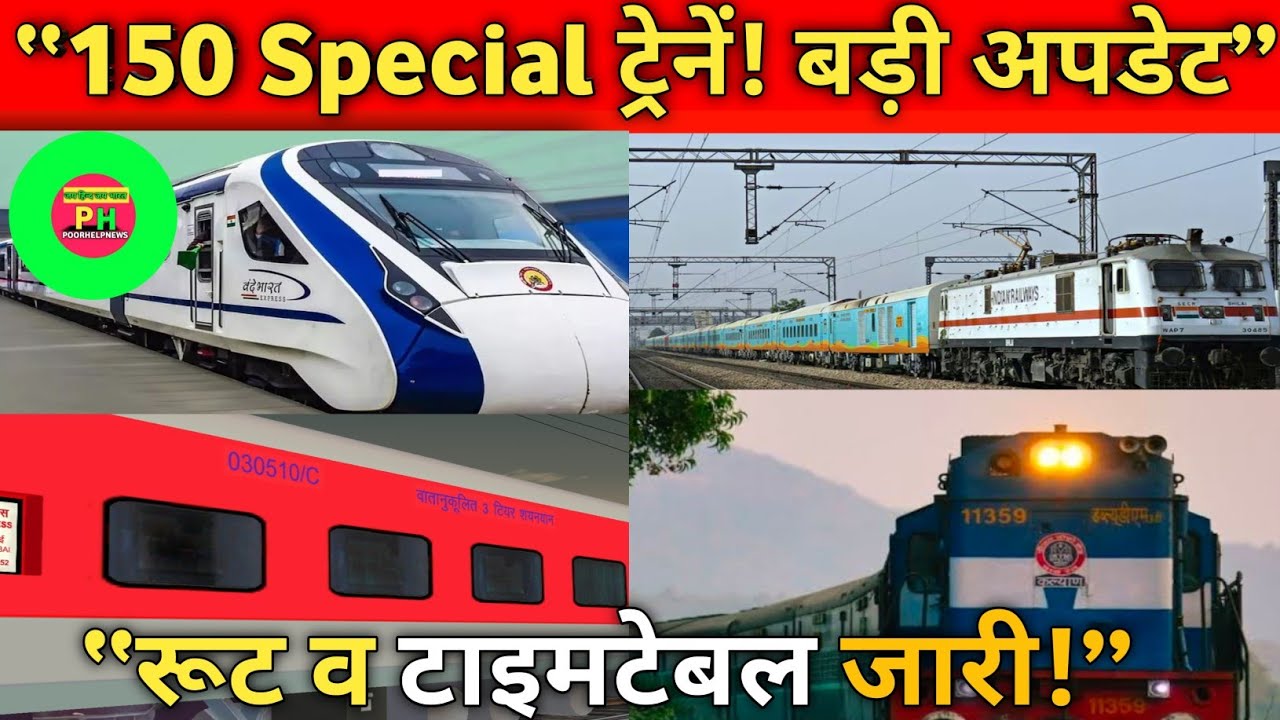 Indian Railways Update 2026: 150 Special Trains की List, Route व Timetable जारी |