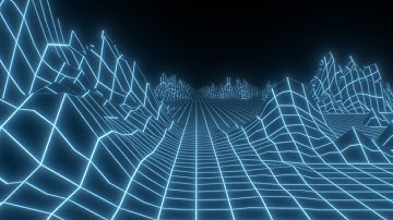 Fly Through Rainbow Retro Neon Synthwave Low Poly Mountain Landscape 4K UHD 60fps 1 Hour Video Loop