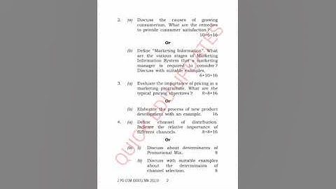 M.COM FINAL YEAR MARKETING MANAGEMENT QUESTION PAPER DODL, DIBRUGARH UNIVERSITY 2020, HELD IN 2021