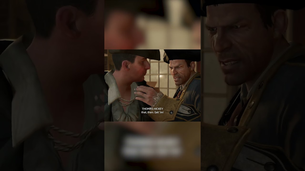 Connor Kenway trys to catch Thomas Hickey in assassin's creed 3 