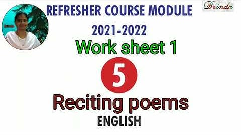 Class 5 worksheet 1 answer Refresher course Module English Reciting poems @BRINDA 