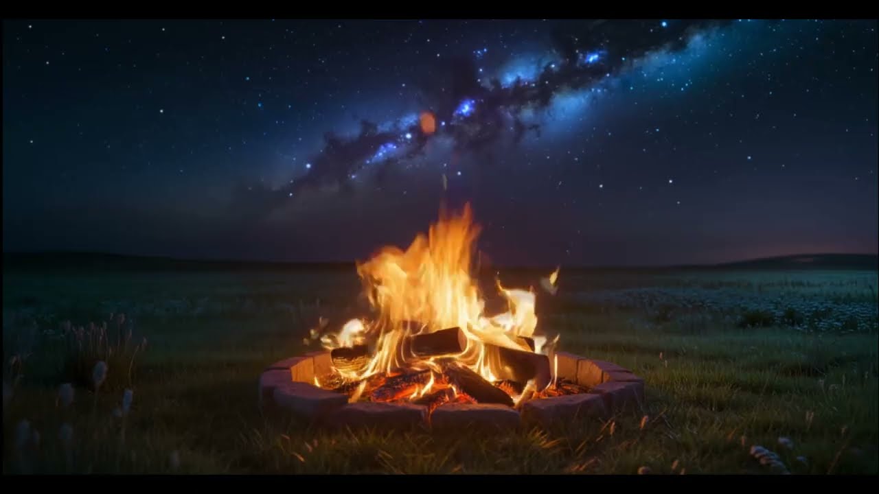 Cozy Campfire Under the Milky Way 🌌 Relaxing Fire Sounds for Sleep & Stress Relief 🔥