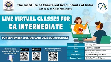 Intermediate Paper 5:A&E | Topic: Chapter 9 : Special Features of Audit...| Session 2 | 21 May, 2025