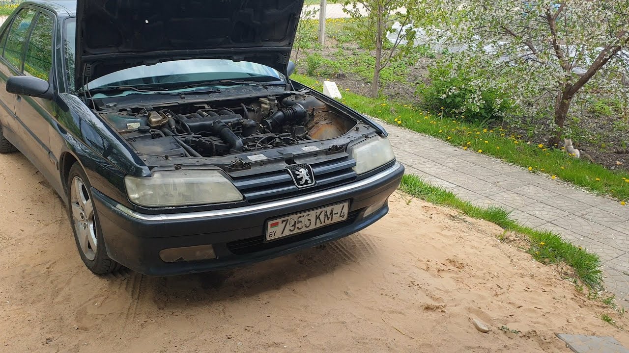 Пежо 605 течет радиатор и замена сайлентблоков - YouTube