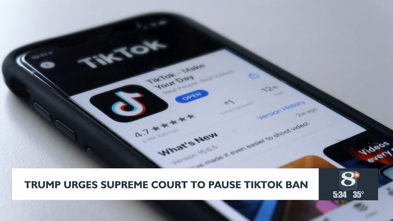 Trump urges Supreme Court to pause Tiktok ban - YouTube