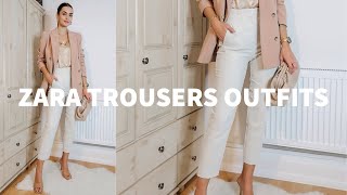 4 ways to style ZARA high waisted trousers 🤍 what's you fav? 🫶 #summ