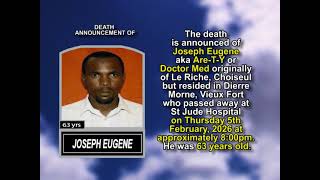 Joseph Eugene ~ Short Obituary