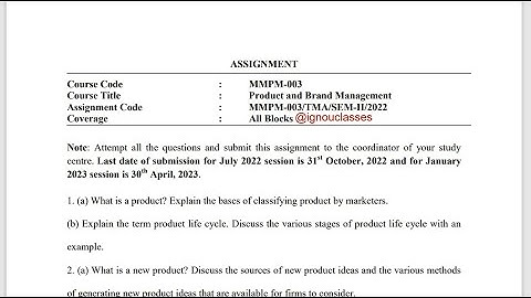 IGNOU MMPM - 003 Solved Assignment Jan 2023 PDF | MBA | Product and Brand Management