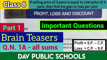 DAV class 8 maths chapter 5 Brain Teasers Q.N. 1A - all sums ( a, b, c, d & e )