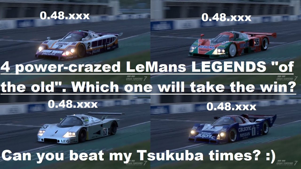 GT 7 Tsukuba battle: Jaguar XJR 9 '88 vs. Mazda 787B '91 vs. Merc
