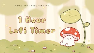 1 Hour - Relax \& study with me Lofi | Mushie in a forest #timer #1hour #1hourloop #lofi
