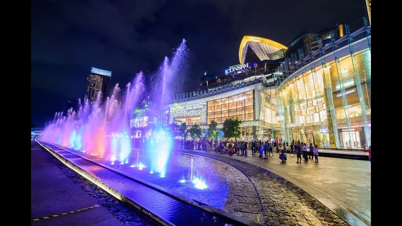 4K] Night walking inside Icon Siam floating market inside a mall