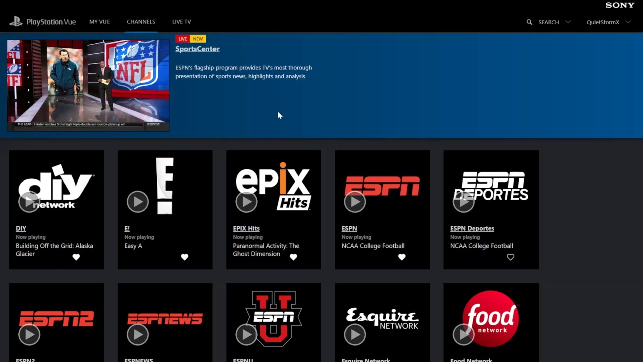 PSVue Screen selection and channel list - YouTube