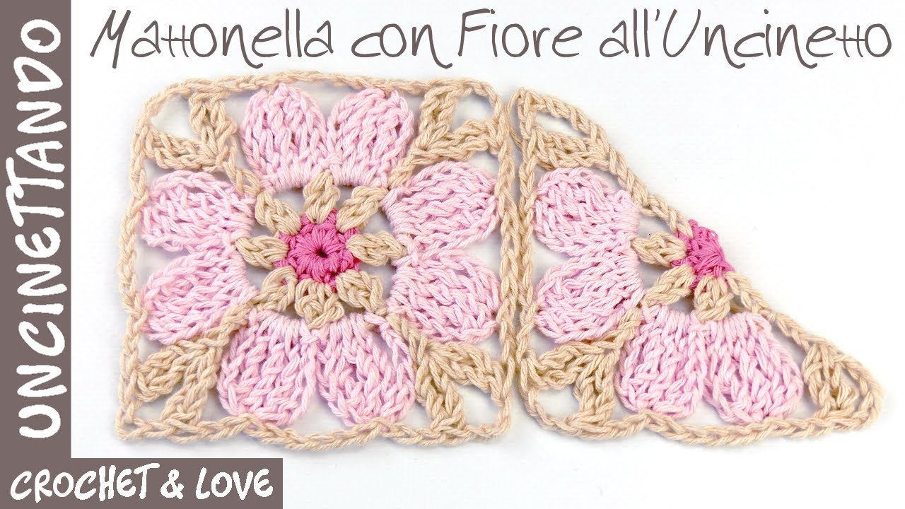 Как сделать квадрат крючком с цветком (субтитры на английском и испанском языках)