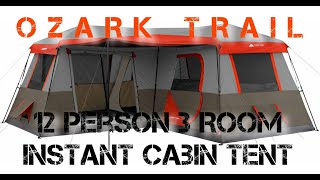 Ozark Trail 12 Person 3 Room Instant Cabin Tent Assembly And Review