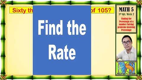 Math 5. Find Percentage, Solve routine and non-routine problems involving percentage.