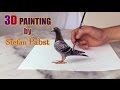 Pigeon DRAWING in 3D !! Optical Illusion | by Stefan Pabst