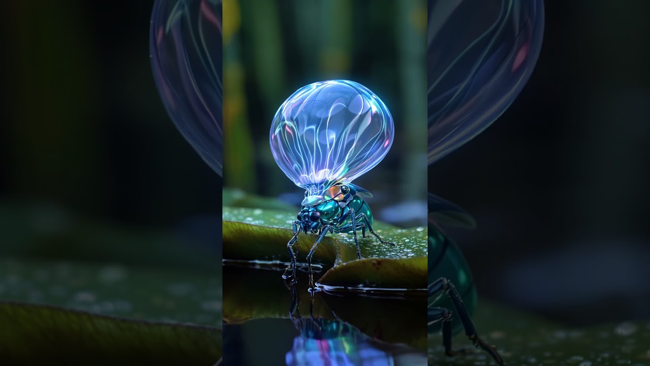 Bioluminescent Insect Breathing Over Water