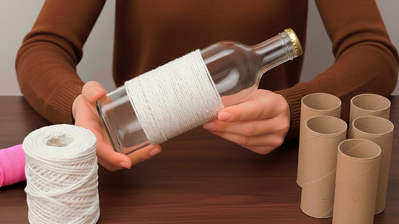 DON'T THROW AWAY GLASS MILK BOTTLES ANYMORE!😍 SIMPLE BUT VERY BEAUTIFUL DIY IDEA!