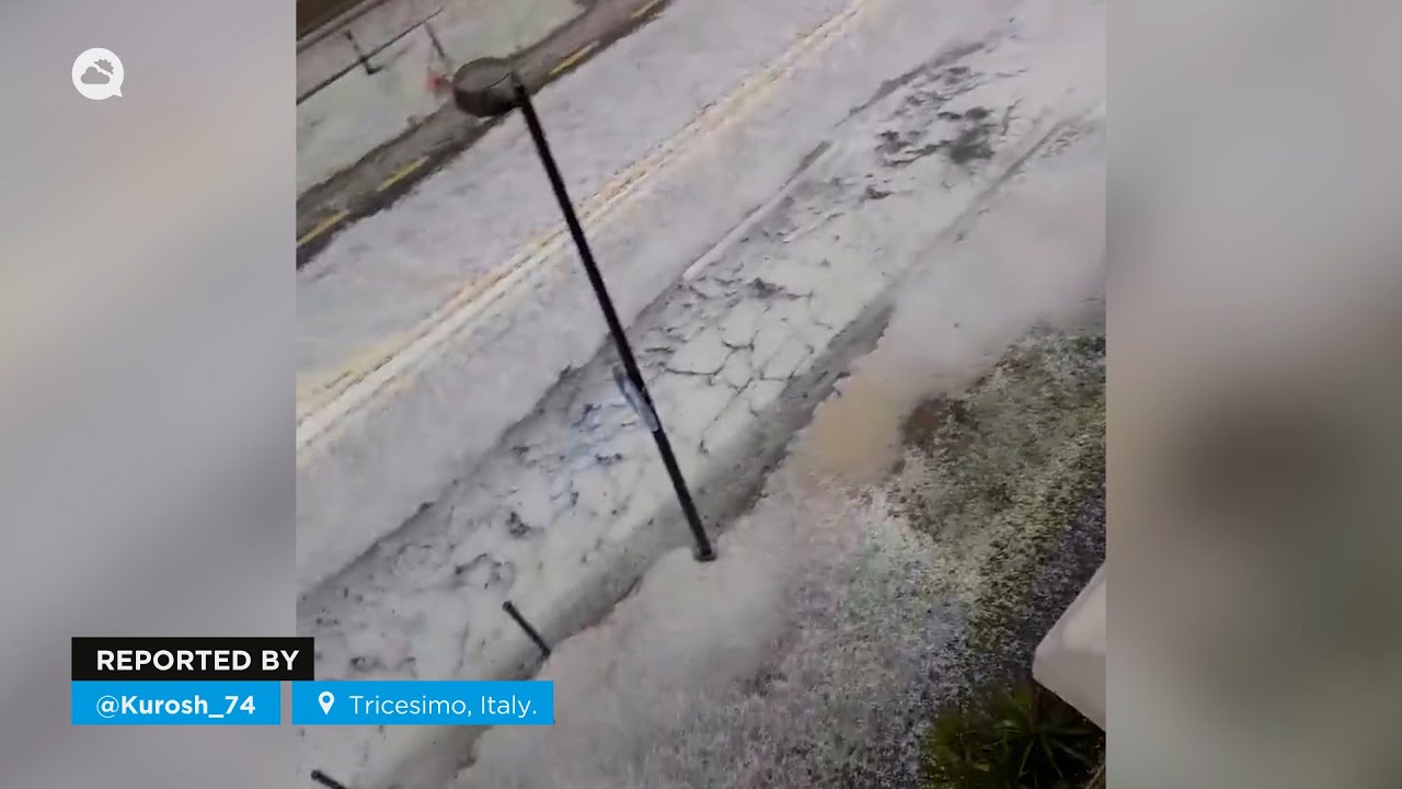 Heavy hailstorms in Tricesimo, Italy.