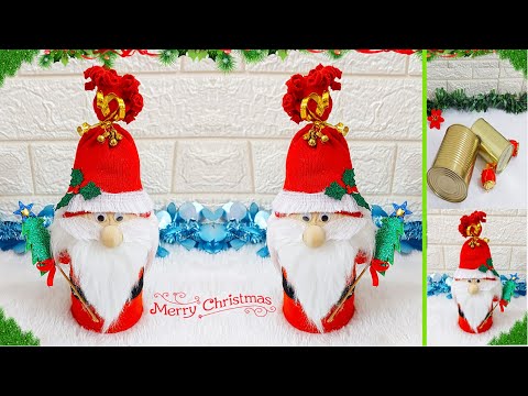 low budget Santa gift box making idea with tin cans |Best out of waste Christmas craft idea🎄137