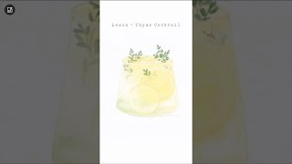 Painting watercolor lemon thyme cocktail on procreate