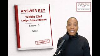 Answer Key| Lesson 5 Treble Clef Ledger Lines (Below) Quiz