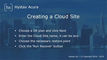 How to create a cloud site. Hystax Acura Disaster Recovery