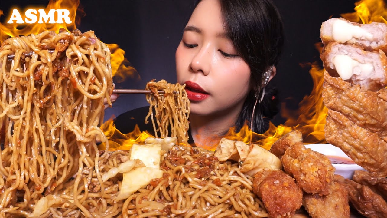 ASMR MIE GACOAN SPESIAL LV 9 🔥🔥 (Extremely SPICY NOODLES & Fried Shrimp Dim Sum) | Eating Sounds