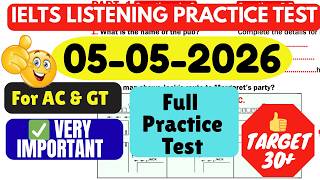 IELTS LISTENING TEST 2026 | IELTS LISTENING PRACTICE TEST WITH ANSWERS 2026 | 05.05.2026