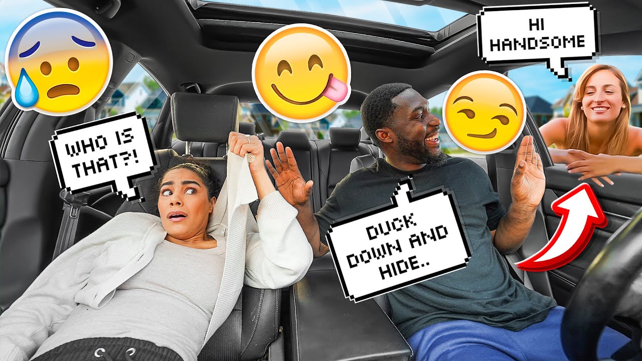 Telling My Fiance To BEND DOWN & HIDE When A GIRL I LIKE Passes By Our Car! *BAD IDEA*