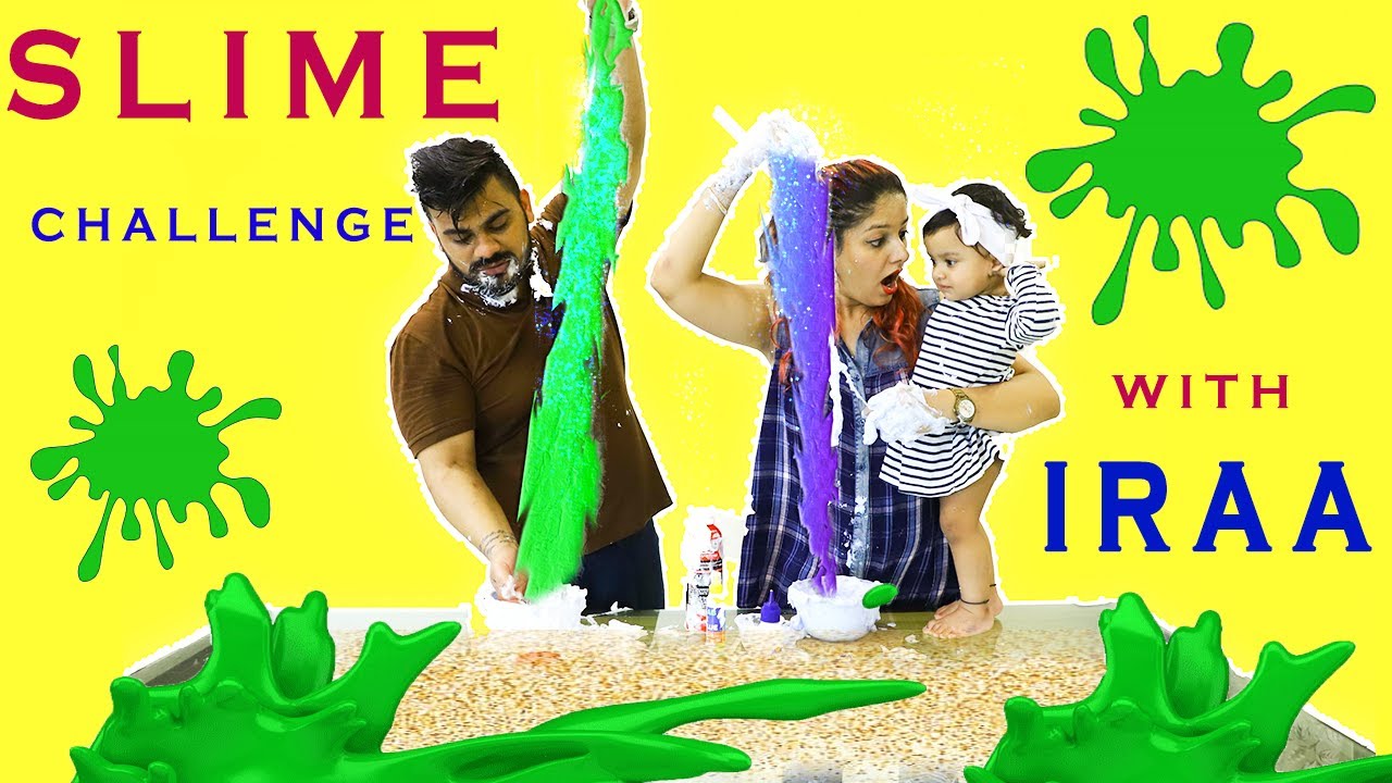 Slime challenge with 1 year old Baby Iraa | Was it a Fail? | Iraa And Neha Channel