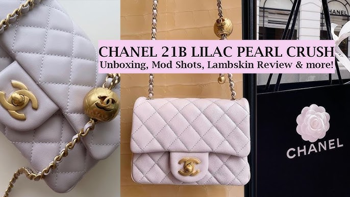 Chanel Lilac Lambskin Quilted Mini Pearl Crush Vanity Case With