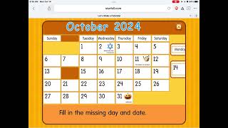 Starfall Daily Calendar - October 14, 2024 Thanksgiving Canada