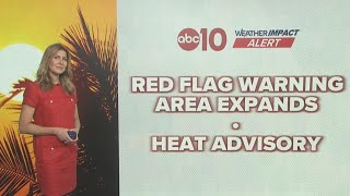 Red Flag Warning expands before triple-digit heat in Northern California