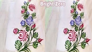 Free hand rose flower on kurta | freehand fabric painting on clothes | Easy &amp; simple painting