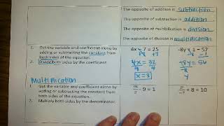 Collins Two Step Equations Review (foldable notes)