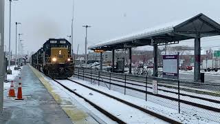 Framingham, MA! - Cargo Train coming through at the Framingham Station in Slow Motion!