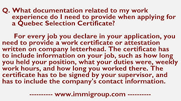 What documentation related to my work experience do I need to provide when applying for a QSC?
